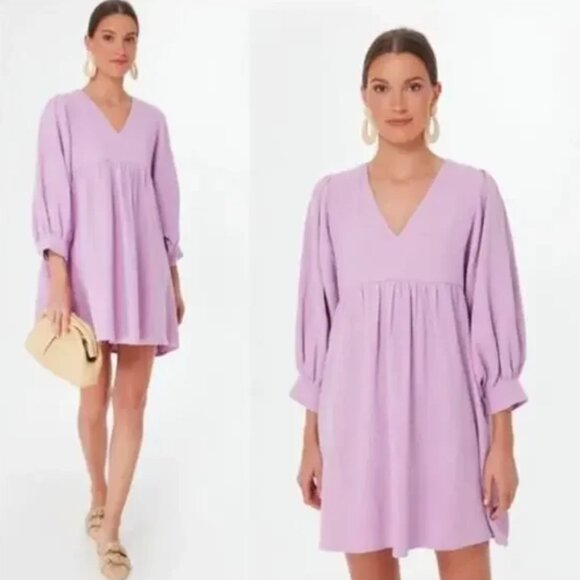 Tuckernuck Pomander Place Millie Mini Dress Small Gauze Lavender Puff Sleeves - Picture 1 of 8